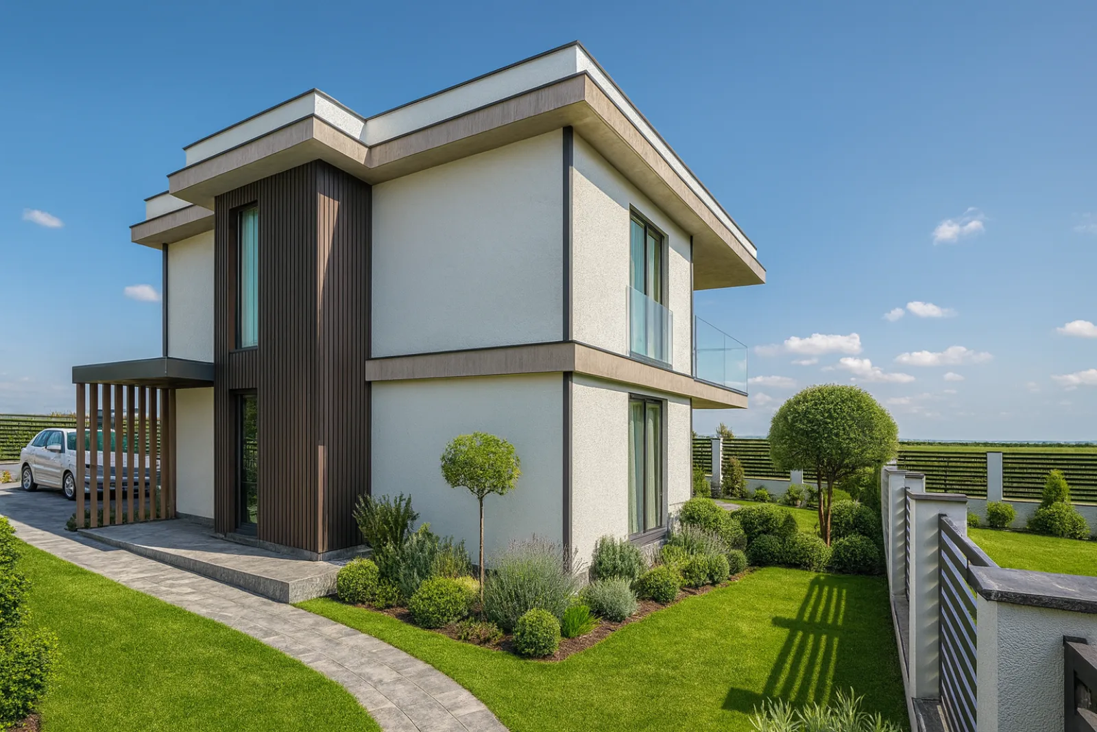Реализирана модерна къща от Altea Build — страничен изглед